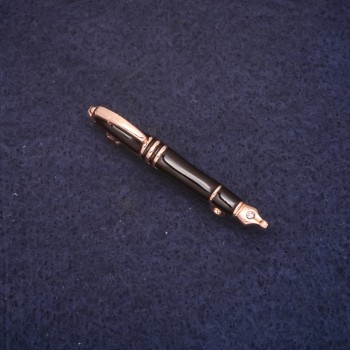 Brooch 'Pen' 5x45mm enamel color black metal gold