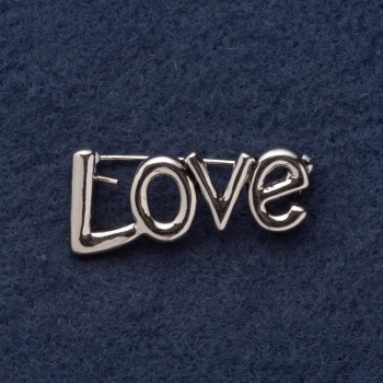 Brooch "LOVE" 3×1.5 cm Gray Metal