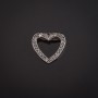 Brooch Heart in Silvered Metal with Crystals 20x18mm +