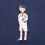 Brooch 'Med brother' white enamel, golden metal 17x62mm