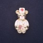 Brooch Bear Doctor Enamel White-Red 40x22mm Gold-tone Metal