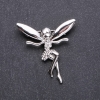 Brooch Elf Girl in White Rhinestones 43×42mm White Metal