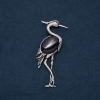 Brooch Pendant Heron with Natural Stone Aventurine Blue Sand Night of Cairo 80x30mm
