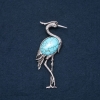 Brooch Pendant Heron with Natural Stone "Turquoise" 80x30mm