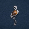 Brooch Pendant Flamingo with Tiger's Eye Stone 85x30mm