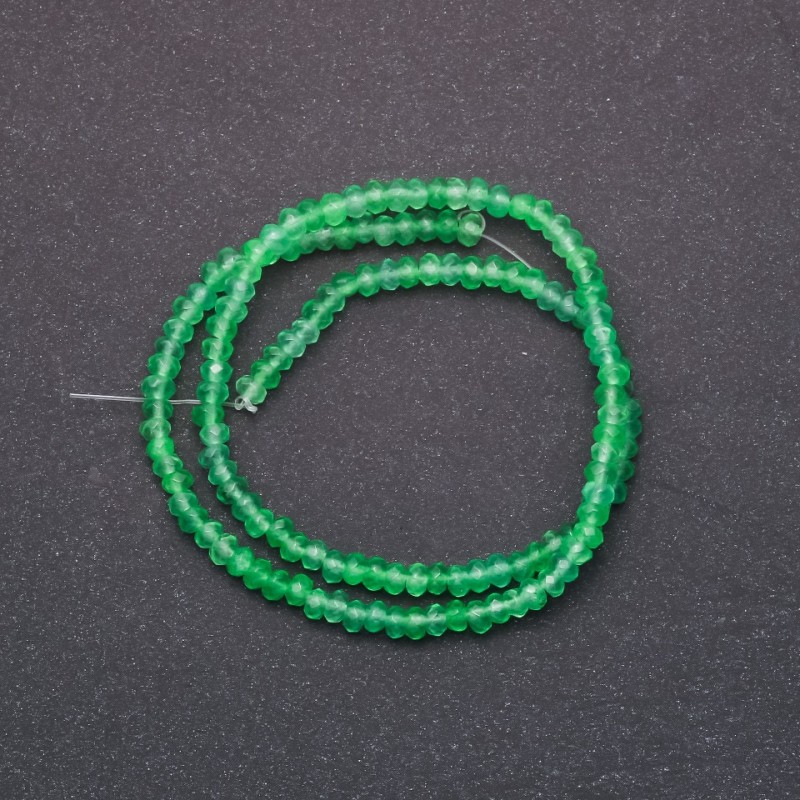 Toned artificial stone beads "Chrysoprase" faceted rondelle, diameter 4×2mm, thread length 38cm