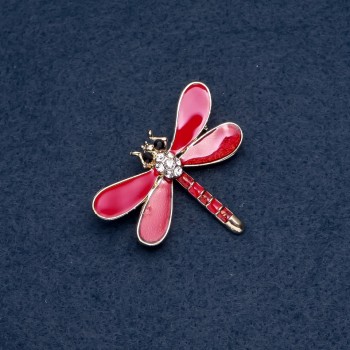 Brooch "Butterfly" with red wings 35×45 mm, insect series, metal color