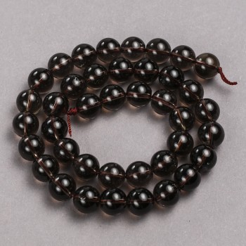 Beads on a Thread of Natural Stone Smoky Topaz Round Bead 10mm diameter, length 39cm +