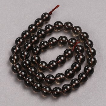Smoky Topaz Beads (individual) smooth round 8mm diameter, length 38cm