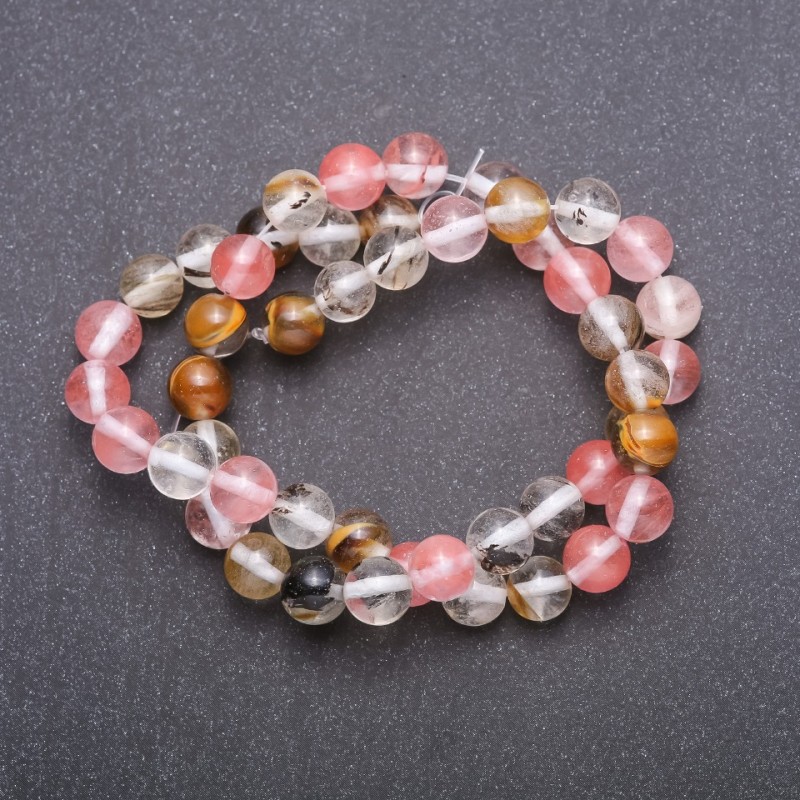 Chalcedony Beads Assorted on Thread, Round, 8 mm ±, Length 37 cm