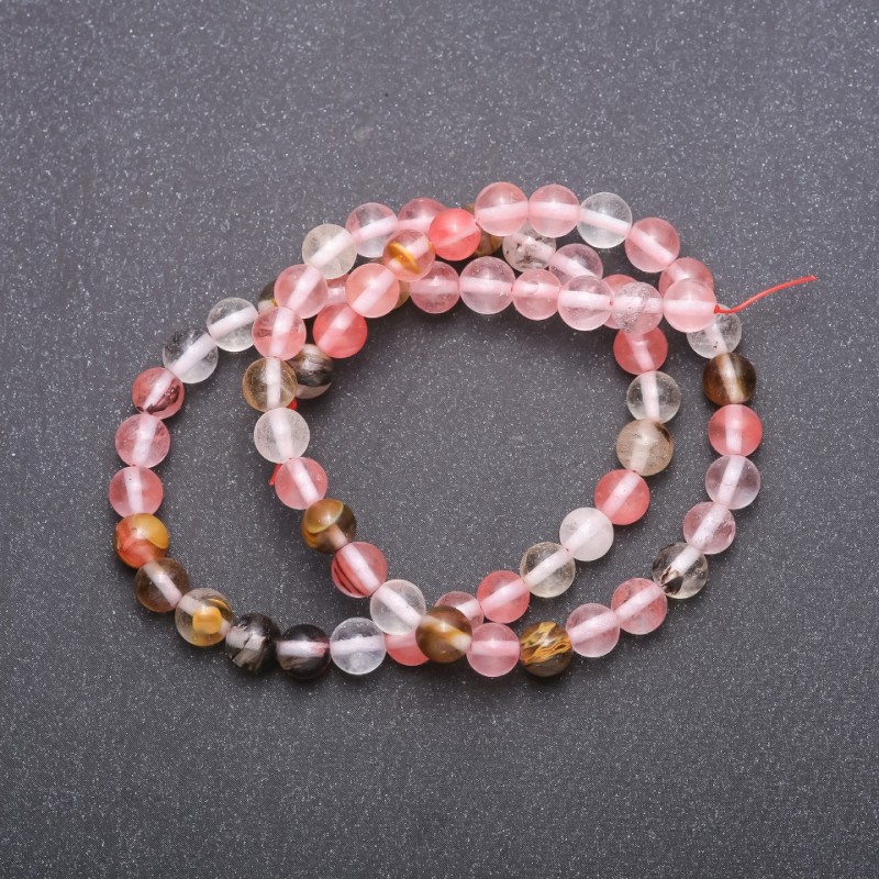 Natural Chalcedony Beads assorted on thread, round 6 mm diameter (+/-), length 37cm