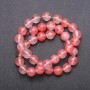 Natural Chalcedony Beads Pink on Thread, round 10 mm (+/-), length 36 cm