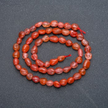 Carnelian and Sardonyx Beads on Thread, Faceted, 8x6 mm, Length 40 cm +