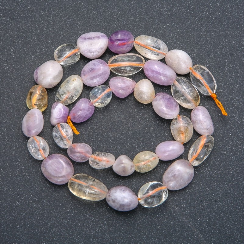 Assorted Beads Chunky Cabochon, diameter 10x6mm, thread length 40cm +