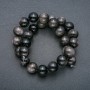Beads on a String Natural Stone Silver Obsidian Smooth Bead Sphere, diameter 14mm + -, length 39cm +