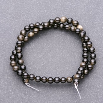 Beads on Thread Sunstone Obsidian Smooth Ball, diameter 6.5 (+ -) mm, length 38 cm