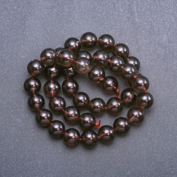 Beads Smoky Topaz (per piece) on thread smooth round bead, diameter 10mm±, length 38cm±