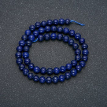 Lapis Lazuli Beads on a Thread, Smooth Round Bead, 7mm Dia.+- Length 38cm+-