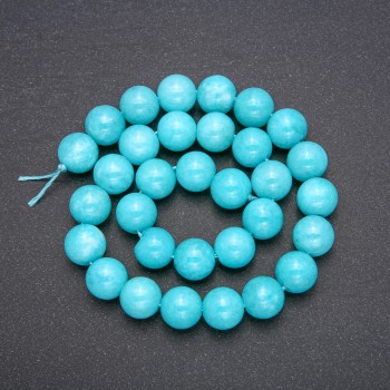 Aquamarine Beads Round Ball Threaded 12mm Diameter 38cm Length (+/-)