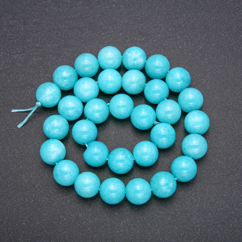 Aquamarine Beads Round Ball Threaded 12mm Diameter 38cm Length (+/-)