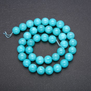 Aquamarine Beads Smooth Round Bead on String, 10mm Diameter, 38cm Length (+/-)