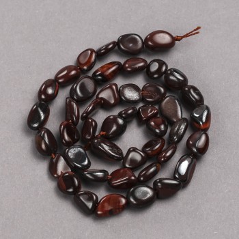 Beads on a Thread of Natural Stone Tiger's Eye Tumbled, 10×8 mm diameter + -, length 39 cm +