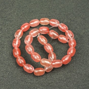 Chalcedony Beads on Thread, Barrel-Shaped, 10x14 mm, total length 39 cm