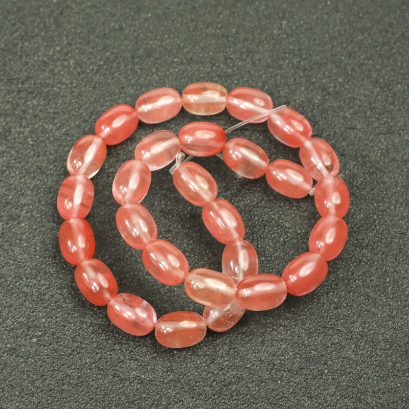 Chalcedony Beads on Thread, Barrel-Shaped, 10x14 mm, total length 39 cm