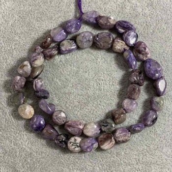 Charoite Beads on Thread, faceted, 10x8 mm, length 41 cm +