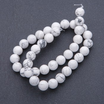 Howlite Beads Natural Stone on Thread, Round, 10mm Diameter, 39 cm Length