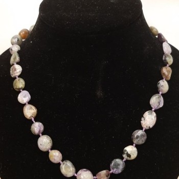 Charoite Necklace natural gemstone tumbled beads, diameter 10x12mm+-, length 50cm+