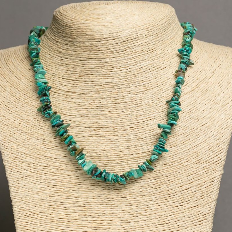 Chrysocolla Nugget Necklace on Natural Stone Thread, 6mm+-, length 46-48cm+