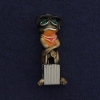 Brooch-pendant Frog with Suitcase, silver metal, brown enamel, 45×18 mm +