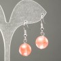 Chalcedony Earrings, Round Bead, Smooth, 12 mm (±), Length 31 mm