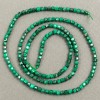 Natural Stone Beads on Thread Cat's Eye Green Faceted Cube, diameter 5×5mm (+ -), length 39cm +