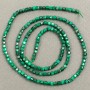 Natural Stone Beads on Thread Cat's Eye Green Faceted Cube, diameter 5×5mm (+ -), length 39cm +
