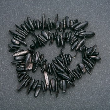 Natural Obsidian Bead Thread - Nugget "Needle", diameter 10-20×3-5mm, length 40cm ± on thread
