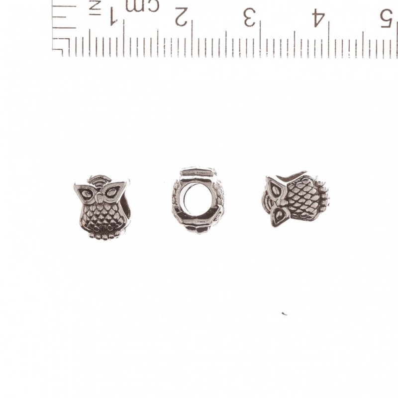Pandora Owl Bead Findings, 10x8mm, 5mm Hole, 20g Pack (+/-13 pcs)