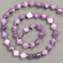 Lepidolite Beads on Thread, Faceted Diamond-shaped, d 8.5 x 8.5 mm, thread length 39 cm +/- (seed bead insert 3x3 mm)