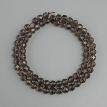 Natural Stone Beads Smoky Topaz Faceted Round 6mm, 39 cm length +