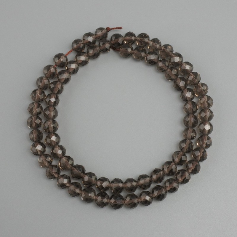 Natural Stone Beads Smoky Topaz Faceted Round 6mm, 39 cm length +