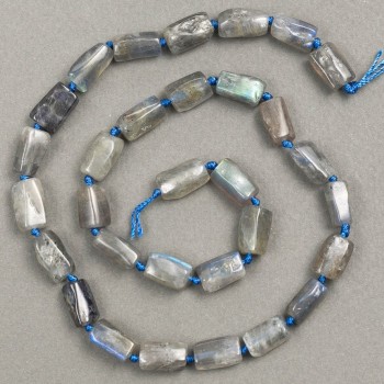 Beads on Thread Natural Labradorite Beads, Faceted 8–11×5–7 mm, 44 cm length