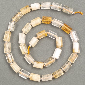 Citrine Beads on Thread Natural Stone Citrine with rock crystal, faceted, diameter 10x6mm, length 41cm ± (with seed beads, diameter 3x2)