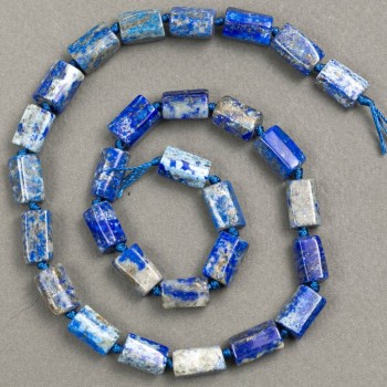 Lapis Lazuli Beads on Thread, natural stone, faceted, d12-11×8-7mm, thread length 40cm+