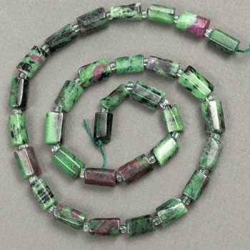 Beads on a Thread Natural Zoisite Rough Cut 11x7mm, 40cm± with Seed Beads 3x2mm