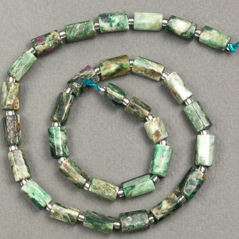Seraphinite Beads on Thread, faceted 11x7 mm, length 38 cm +/- (with beads 3x2)