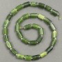 Jadeite Beads on Thread, natural jadeite, faceted cut 10x6-7mm, length 40cm± (with 3x2mm seed beads)