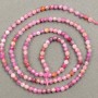 Natural Ruby Gemstone Beads on Thread, Faceted, 3 mm diameter, 40 cm length