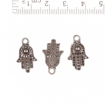 Finding Charm Hamsa with Center Bead "Rivet Style" 20x12cm, 20g Pack +/- 35 pcs