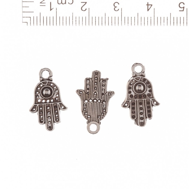Finding Charm Hamsa with Center Bead "Rivet Style" 20x12cm, 20g Pack +/- 35 pcs